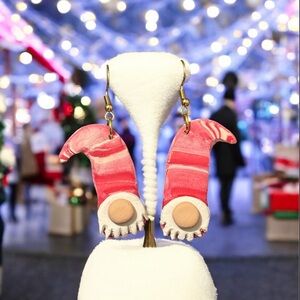 Polymer clay Festive Red and White Earrings